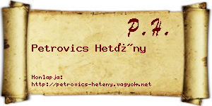 Petrovics Hetény névjegykártya